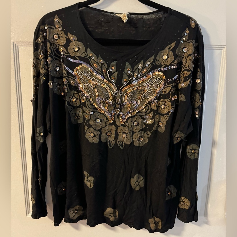 Y2K Embellished Beaded Butterfly Sparkle Floral Fairy Whimsicalgoth Vintage Boho